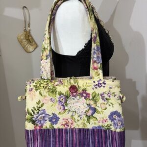 Hand made Floral and Striped Tote Bag